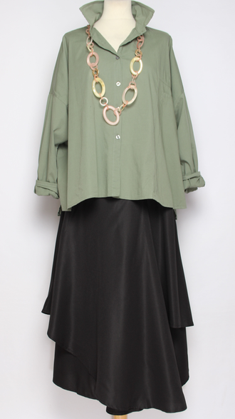 Рубашка хлопок "Большой карман" яблоко, хаки до р.56