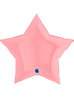 Звезда Розовый Матовый 36"/90 см с надписью и гирляндой