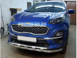 Защита переднего бампера двойная с перемычками d60/42 для Kia Sportage (2018-2021)
