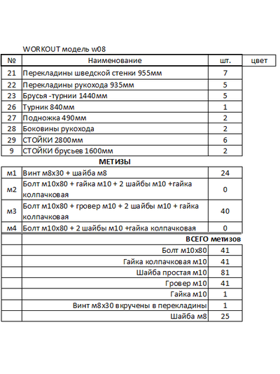 Спортивная площадка WORKOUT w08