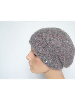 Серый с фуксией берет Vizio Италия 8023 (6926 ) с украшением фото