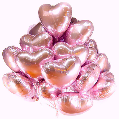 15 фольгированных гелиевых шаров-сердец
