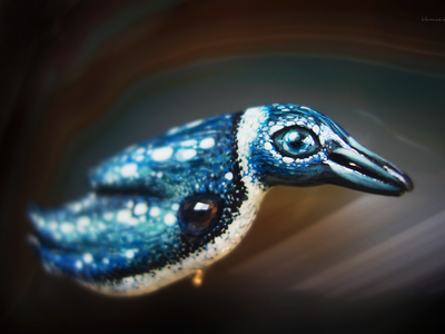 Волшебная брошь в виде пингвина с сапфиром "Сердце Ванадис"