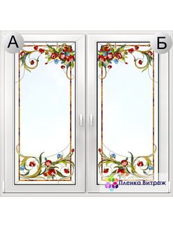 Витражная пленка, витражная пленка самоклеющаяся под заказ,пленочный витраж с красными розами