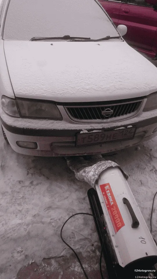 Отогрев авто Красноярск Nissan Sunny замерз в Октябрьском районе по улице Менжинского