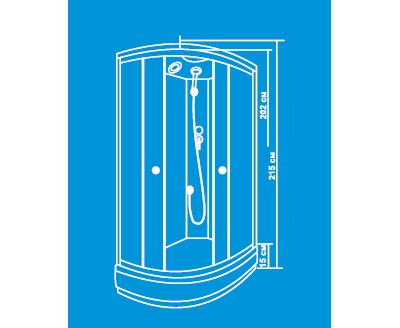 Душевая кабина Водный Мир ВМ-667 L/R, Низкий поддон, задние стекла белые, передние стекла матовые, 120x80x215 см.