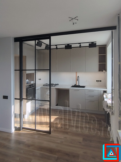 Перегородка-телескоп КАСКАД из 3-х створок вне створа проема