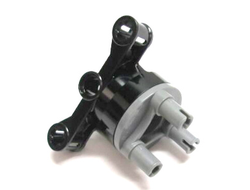 Technic, Steering Axle with 2 Pin Holes and 2 Arms with Axle Holes with Slots with Dark Bluish Gray Wheel Hub 3 Pins Round 23801 / 92909, Black (23801c01)