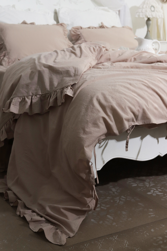 Постельный комплект с оборками "бежевый" (хлопок 100%)
