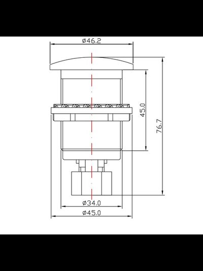 Кнопка пневматического управления арт. 9575, хром , накладка сталь