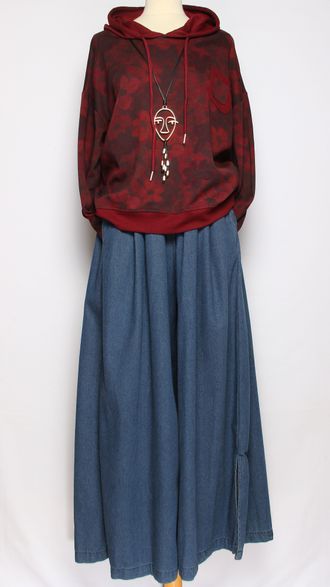 Джемпер ХЛОПОК "Капюшон Размытые цветы" красный, зеленый, синий, вишня до р.50