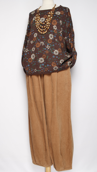 Брюки Бохо вельветовые "Бананы крупный вельвет" мокко р.50-54