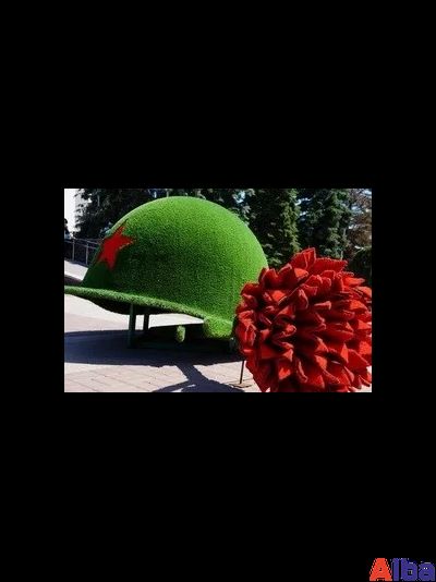 Топиарная фигура каска с гвоздикой