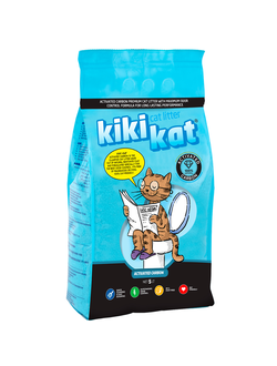 Наполнитель KikiKat Бентонитовый, комкующийся, Активированный уголь 5 л