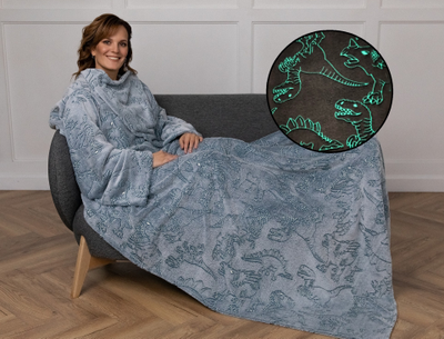 Плед с рукавами "Плед Юрского периода" светящийся  из микрофибры (велсофта)