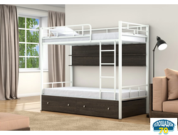 Двухъярусная кровать Валенсия Белый ящики полка венге Иркутск