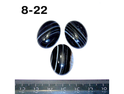Агат натуральный (кабошон) №8-22: черный -комплект 3шт 25*18*6мм