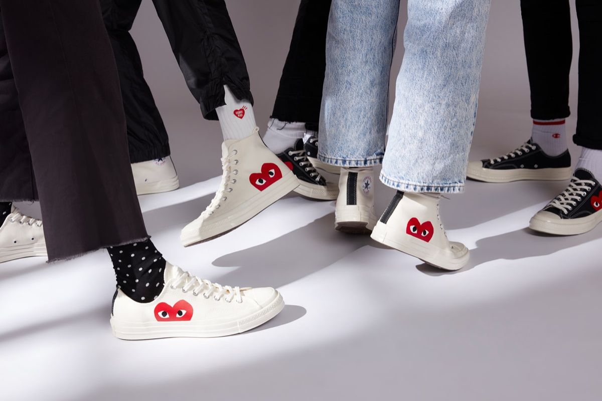 Оригинальные кеды Converse Comme Des Garcons с сердечками