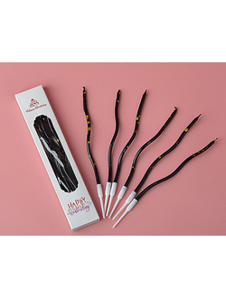 Свечи для торта волна 16,5 см (6 шт) черный/зол. пят.