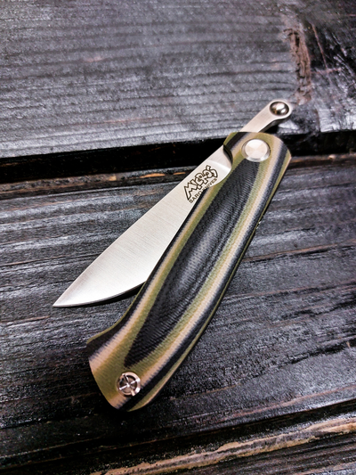 Фрикционный складной нож Микрос сталь AUS10, рукоять G10, цвет тайга