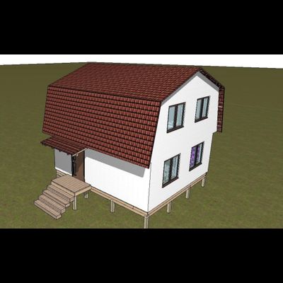 Двухэтажный каркасный дом с тремя спальнями 73м² (SK89)
