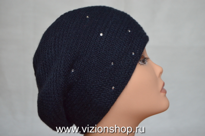 синий итальянский вязаный берет фото