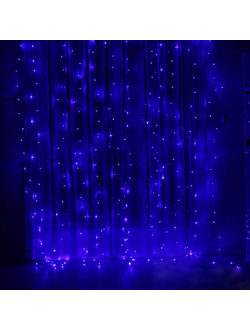 Гирлянда занавес с пультом  194# (Синий)  3х3м 5шт