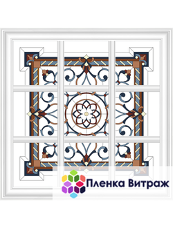 Пленка самоклеющаяся на потолок , витражная пленка, пленочный витраж с классическим рисунком