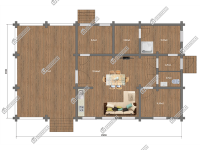 Гостевой дом-баня "Татарстан" с большой террасой из профилированного бруса, 118 м2