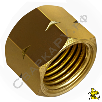 Гайка накидная Джет М12х1.25 LH для ниппеля ф6.3мм левая резьба горючий газ