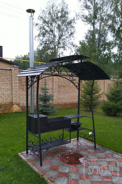 кованая мангальная зона с печью под казан (в 2430 / ш 2170 / г 1000)