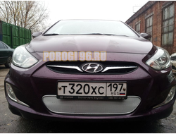 Защита радиатора Hyundai Solaris 2011-2014 chrome PREMIUM