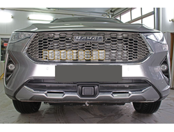 Защита радиатора Haval F7 2019- / Haval F7 X 2019- black низ с датчиком ACC (2 части)