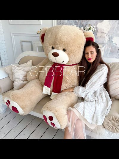 Гигантский плюшевый медведь 200 см кремовый Кельвин