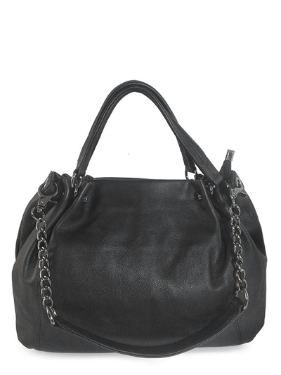 (АРТИКУЛ: 9744/92) СУМКА ЖЕНСКАЯ БОЛЬШАЯ, НАТУРАЛЬНАЯ КОЖА, ЧЕРНАЯ, С ЦЕПОЧКОЙ