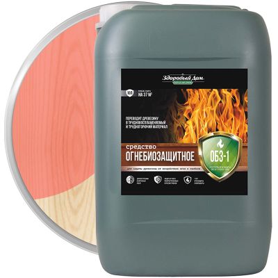 Огнебиозащитное средство ЗДОРОВЫЙ ДОМ ОБЗ-1 с индикатором I и II группа огнезащитной эффективности Красное 10 л