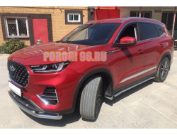 Защита переднего бампера двойная d60/42 для Chery Tiggo 8 Pro 2021-