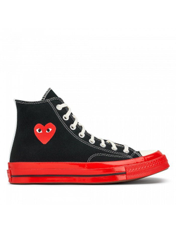 Converse x Play Comme Des Garcons с сердечком черные высокие с красной подошвой A01793C