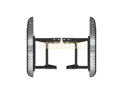 Силовые пороги на УАЗ Хантер 2003- с лифом кузова, крепление к раме, накладки из рифлёного алюминия (05.350.12)