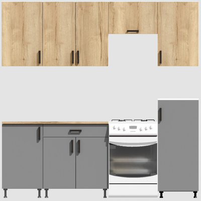 Кухня Эконом 1,8 метра с полуколонкой (1300х500) Цвет: Дуб Вотан/Базальт