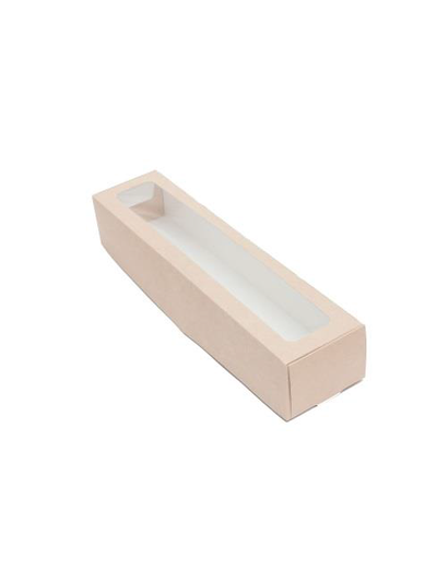 Коробка для 6 макарони с окном (крафт), 180*55*55мм