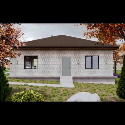 Дом одноэтажный с 3 спальнями 104.28м², терраса 9.55 м² (S76)