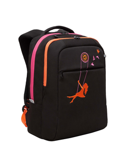 Рюкзак школьный GRIZZLY RD-344-2 черно-оранжевый