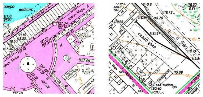 Фрагменты топографического плана масштаба 1:2000