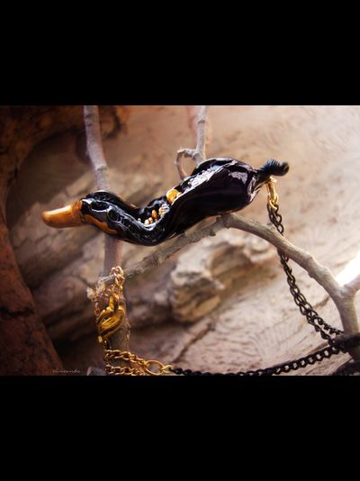 "Семечко из сада Нави", подвеска с чёрным перцем чили и золотыми семенами