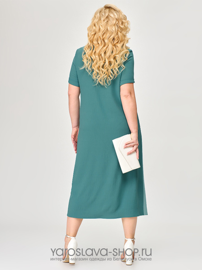 Летнее платье бирюзового цвета с полосой