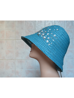 шляпа бирюзовая с клепками женская летняя купить