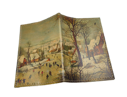 Обложка на паспорт с принтом по мотивам картины Питера Брейгеля Старшего "Зимний пейзаж с конькобежцами и ловушкой для птиц"