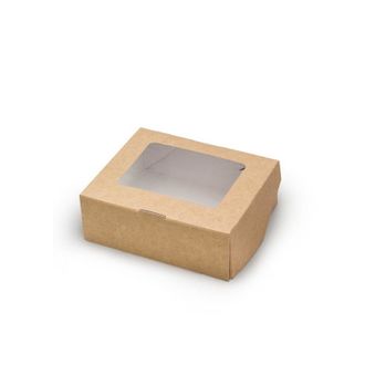 Коробка для печенья/зефира/пирогов/конфет/пончиков крафт с окном, 100*80*35мм