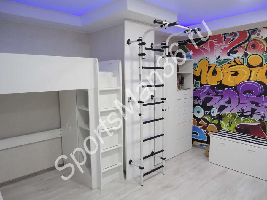 ШВЕДСКАЯ СТЕНКА РОМАНА R8, ШИРИНА 490 ММ, цвет металла - белый, ступени массажные